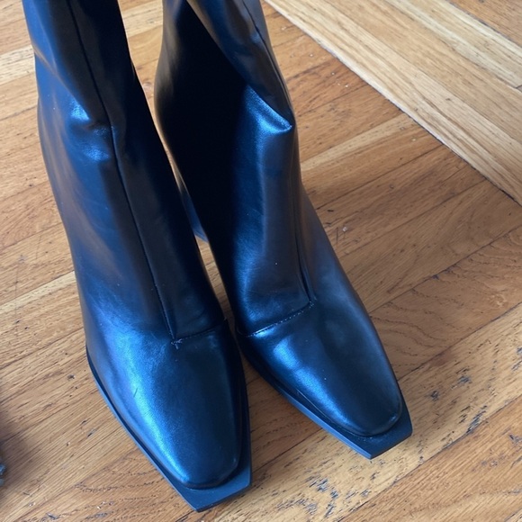 NWOT Princess Polly Keeley Block Heel Square Toe Boots Matte Black Size 10 - Picture 8 of 16